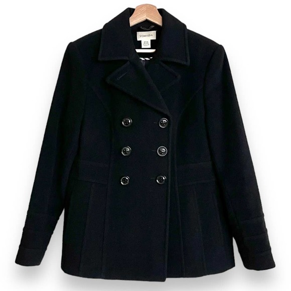 St. John's Bay Jackets & Blazers - St. John’s Bay Wool Cashmere Blend Black Double Breasted Pea Coat Women's M